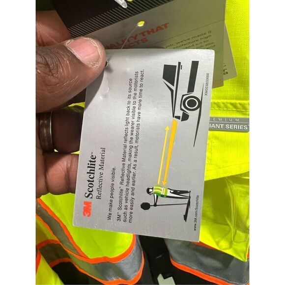 ML Kishigo Mens Jacket 2X Yellow Brilliant Series Reflective Double Zip - Picture 11 of 12